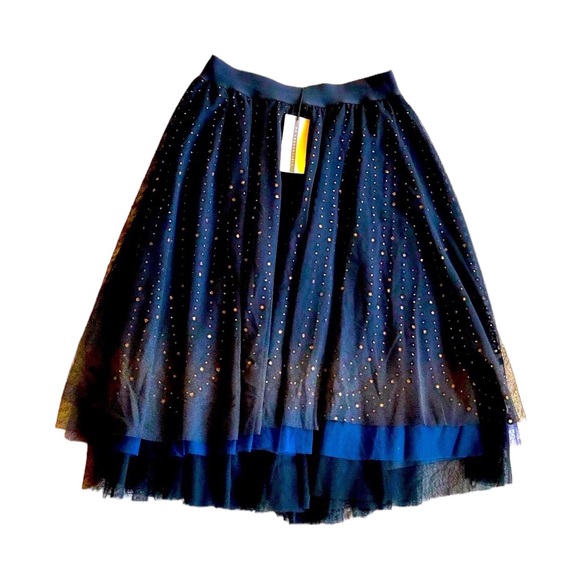 RNC Black Gold Navy Triple Layer Glitter Layered Mesh Tulle Skirt - Picture 2 of 12